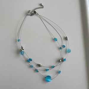 Lia Sophia silver and blue layered necklace